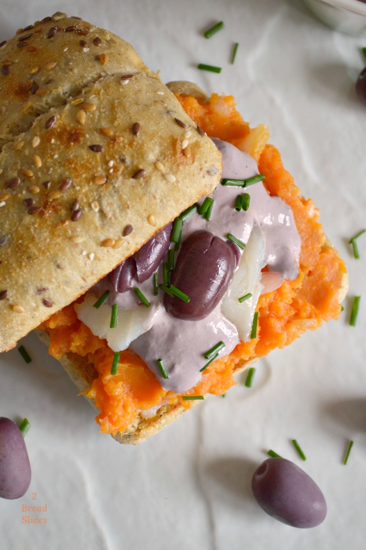 Sandwich de Batata, Bacalao y Aceituna Botija